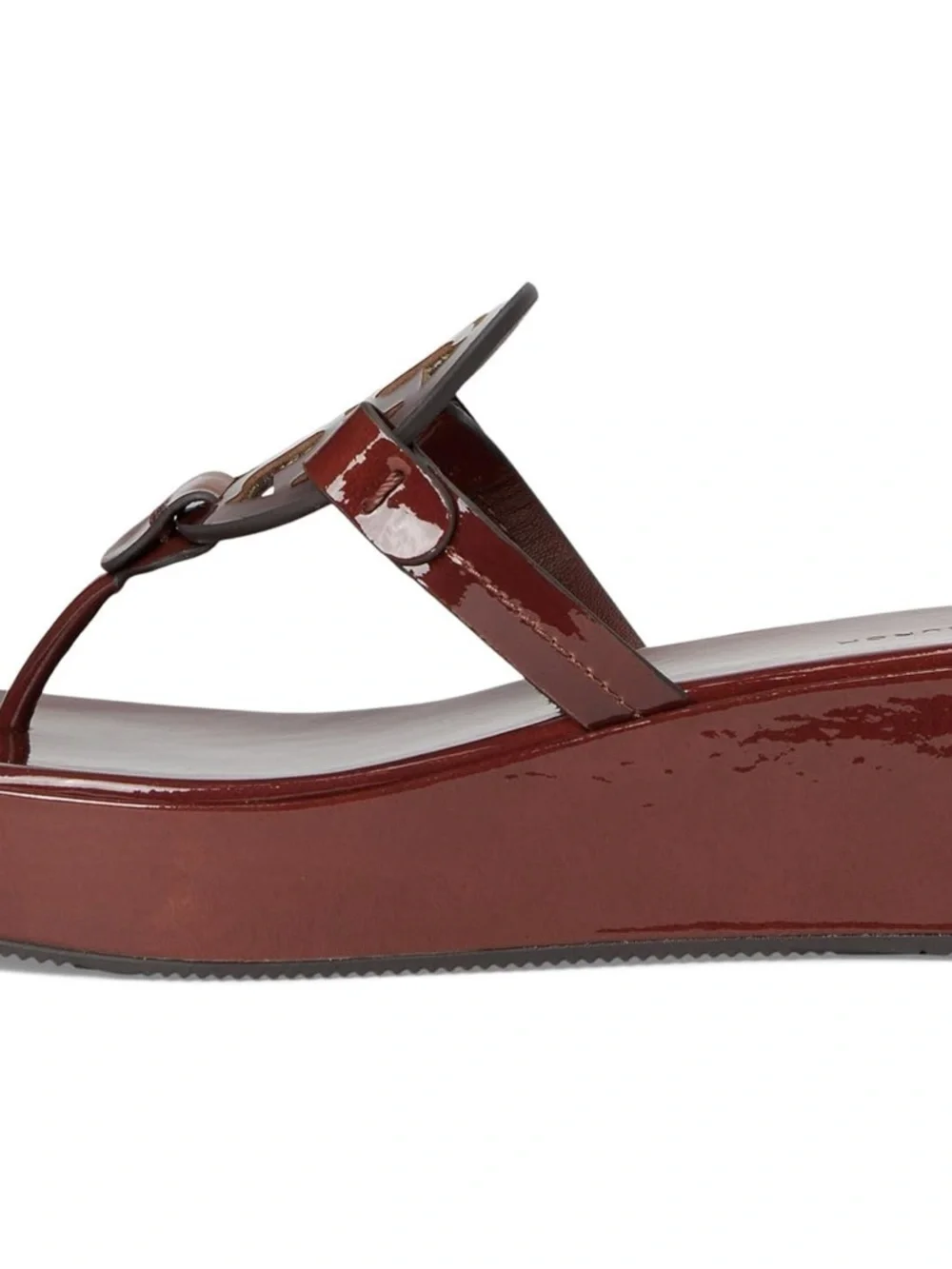 NIB Tory Burch Miller Leather Wedge 25mm Sandals Russet Brown Size 7.5